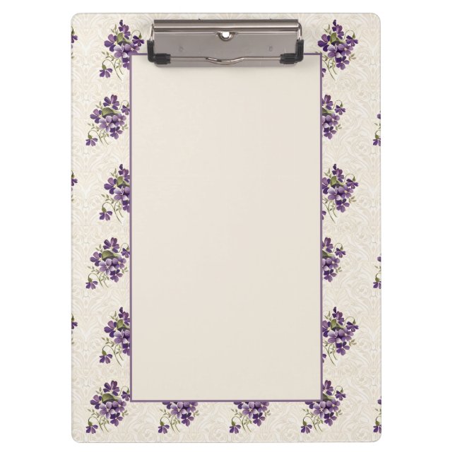 Jugendstil-Veilchen-Blumenmuster Klemmbrett (Vorderseite)