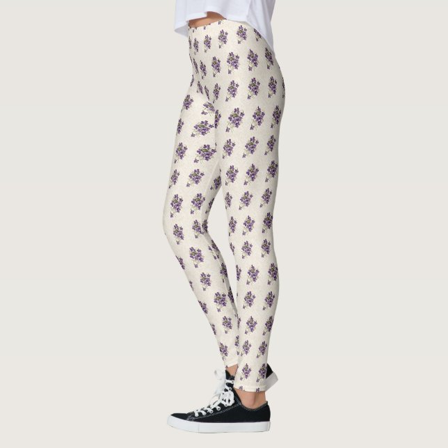 Jugendstil-Veilchen-Blumenmuster Leggings (Links)