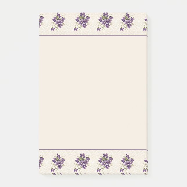 Jugendstil-Veilchen-Blumenmuster Post-it Klebezettel (Vorderseite)