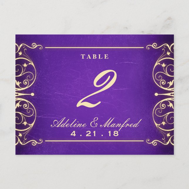 Jugendstil-Viktorianische Gold- und Eggplant-Tisch Postkarte (Vorderseite)