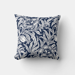 Jugendstil Vintage-Blumen-Botanik-Holzblock Kissen