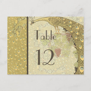 Jugendstil Vintage Pfau Tischnummernkarte Postkarte