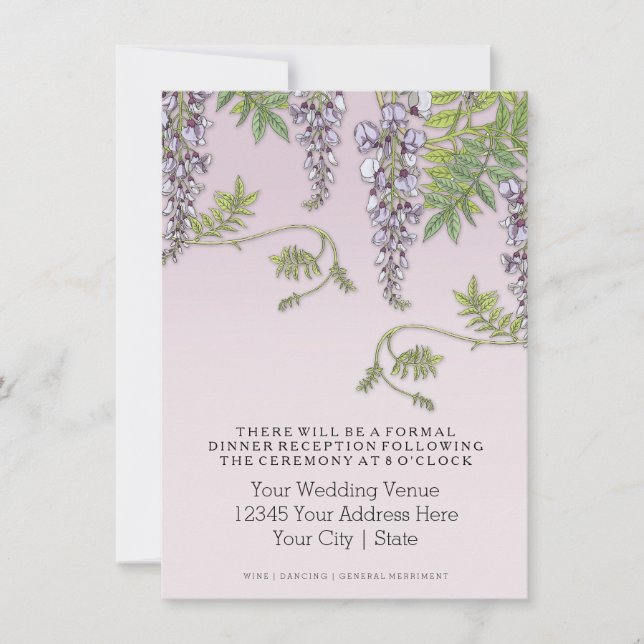 Jugendstil-Vintage Wisteria Flora und Probe Einladung (Vorderseite)