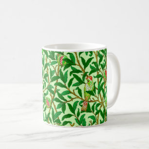 Jugendstil-Vogel und Granatapfel, Limettengrün Kaffeetasse