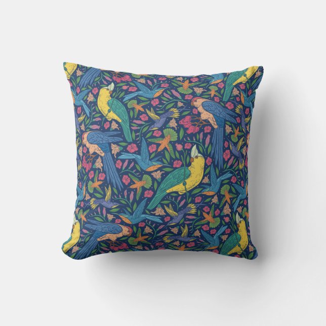 Jugendstil-Vogelmuster Kissen (Vorderseite)