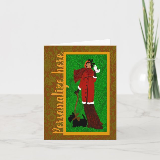Jugendstil Weihnachtskarte Dankeskarte (Vorderseite)