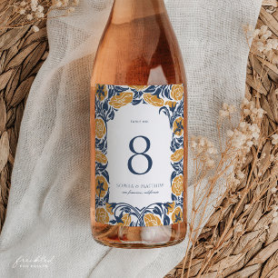Jugendstil Wein Flasche Tischnummer Weinetikett