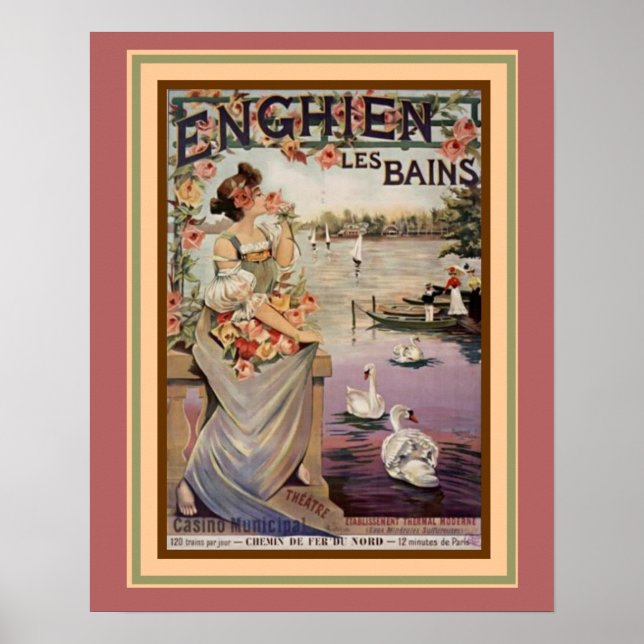 Jugendstil-Werbung "Enghien Les Bains" 16 x 20 Pos Poster (Vorne)