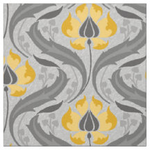 Jugendstil-Wildblumen, Gelb und Grau