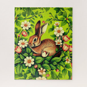 Jugendstil Wildkaninchen und Blumen