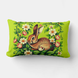 Jugendstil Wildkaninchen und Blumen Lendenkissen