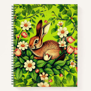 Jugendstil-Wildkaninchen- und Blumenjournal Notizbuch