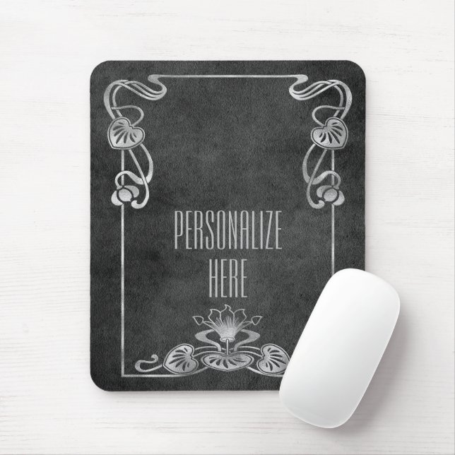 Jugendstil Wildleder elegant silbergrauen Lotus Mousepad (Mit Mouse)