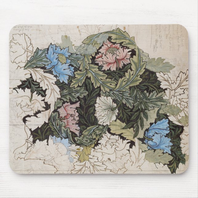 Jugendstil-William-Morris-Blumenkreidekunst Mousepad (Vorne)