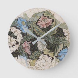 Jugendstil-William-Morris-Blumenmuster-Skizze Runde Wanduhr