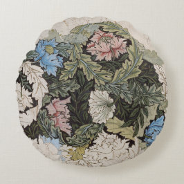Jugendstil-William-Morris-Blumenmuster-Skizze Rundes Kissen