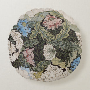 Jugendstil-William-Morris-Blumenmuster-Skizze Rundes Kissen