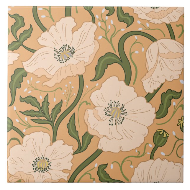 Jugendstil William-Morris-Muster Fliese (Vorderseite)