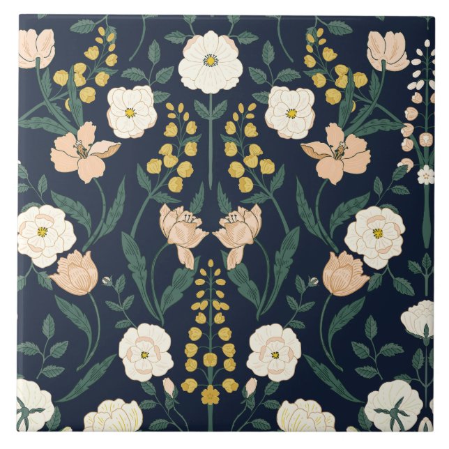 Jugendstil William-Morris Muster Fliese (Vorderseite)