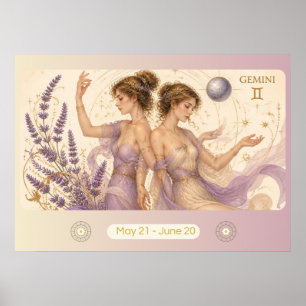Jugendstil-Zwillings-Sternzeichen-Wandkunst Poster
