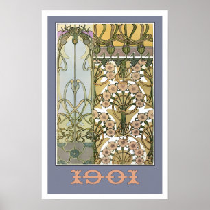 Jugendstilblumen Alphonse Mucha Blumenkunst 1901 Poster