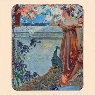 Jugendstildame mit Pfau Mousepad