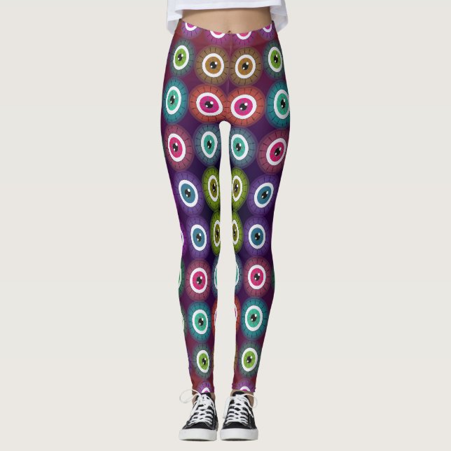 Jugendstile Mystische Augenmuster Leggings (Vorderseite)