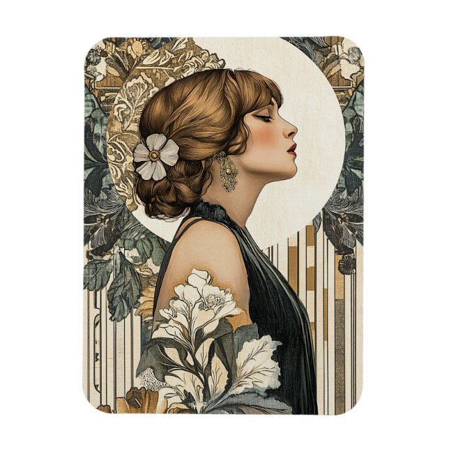 Jugendstilfrau Magnet (Vertikal)