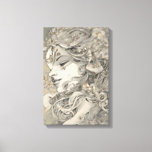 Jugendstilfrau Vintag Inspiriert Portrait Leinwanddruck