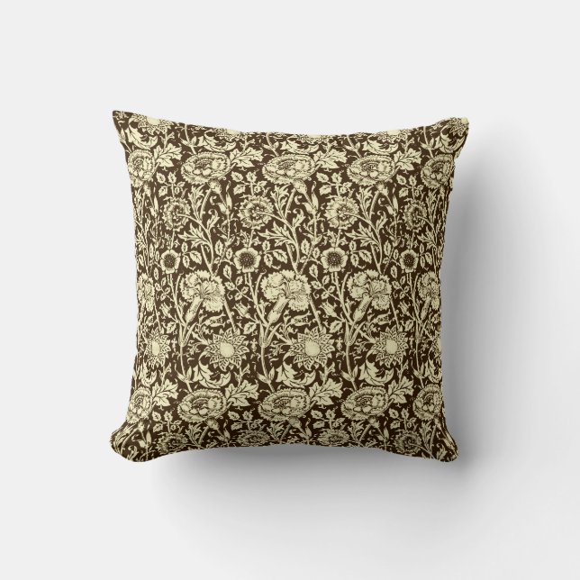 Jugendstilgarni Damask, Braun und Creme Kissen (Vorderseite)