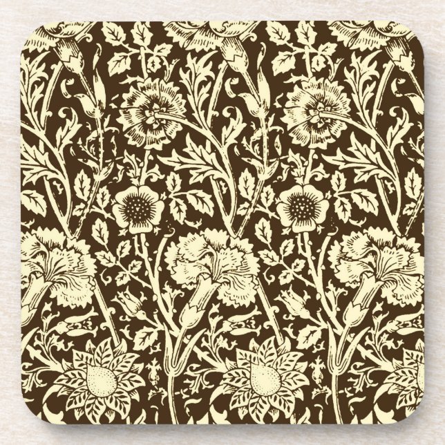 Jugendstilgarni Damask, Braun und Creme Untersetzer (Vorderseite)