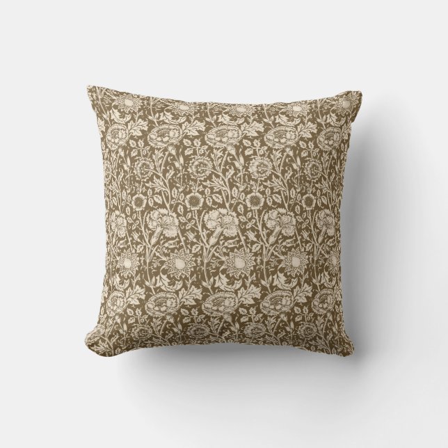 Jugendstilgarni Damask, Taupe und Creme Kissen (Vorderseite)