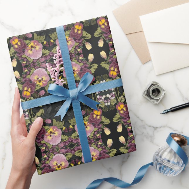 Jugendstilgarten Stiefmütterchen Vintag Geschenkpapier (Schenken)