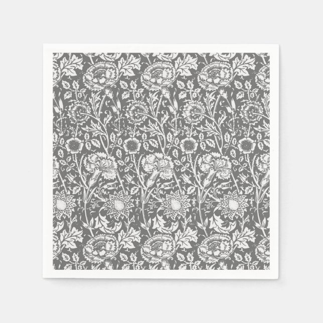 Jugendstilkarnation Damask, grau/grau Serviette (Vorderseite)