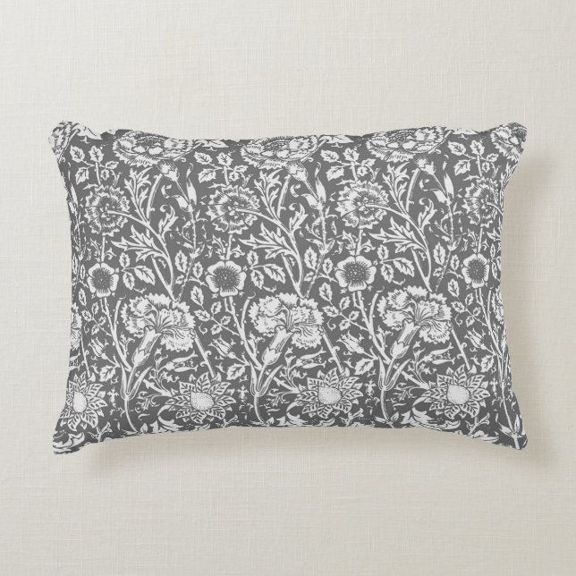 Jugendstilkarnation Damask, grau/grau Zierkissen (Vorderseite)