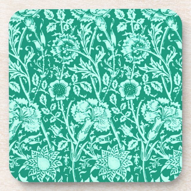 Jugendstilkarnation Damask, Türkis Getränkeuntersetzer (Vorderseite)