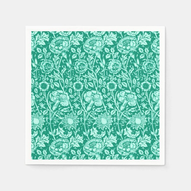 Jugendstilkarnation Damask, Türkis Serviette (Vorderseite)