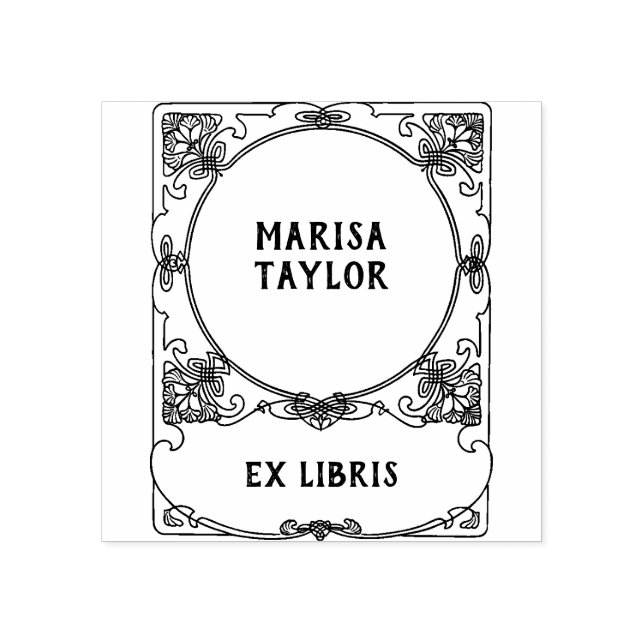 Jugendstilrahmen Exlibris Gummistempel (Prägung)