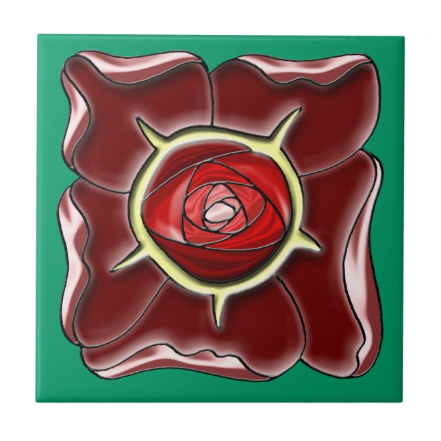Jugendstilrose Fliese (Vorderseite)