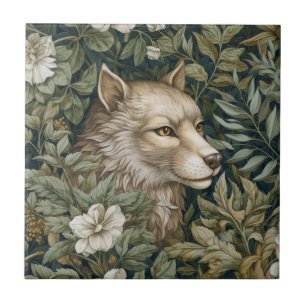 Jugendwolf in den Blätter Fliese