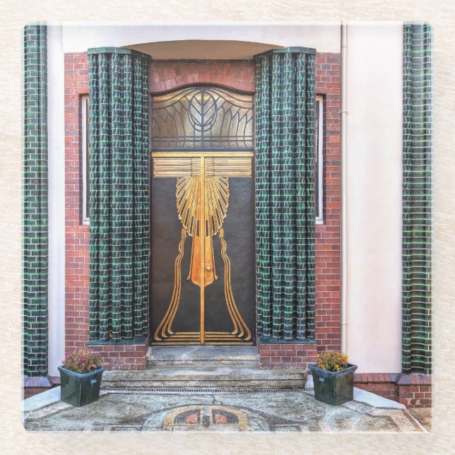 Jugenstil Door Glasuntersetzer (Vorderseite)