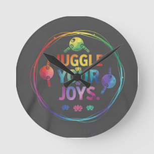 Juggle Your Joys – Fröhliche Positive Energie T-Sh Runde Wanduhr