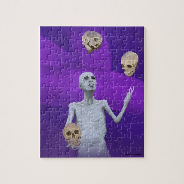 Juggler Juggling Skulls Kleines Fantasy Art Puzzle (Vertikal)