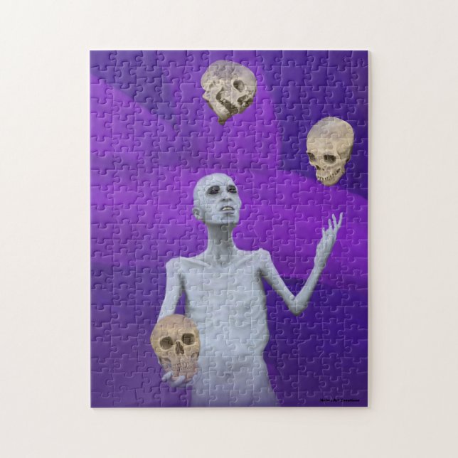 Juggler Juggling Skulls Medium Fantasy Art Puzzle (Vertikal)