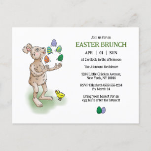 Juggling Bunny's Osterbrunch Einladungspostkarte