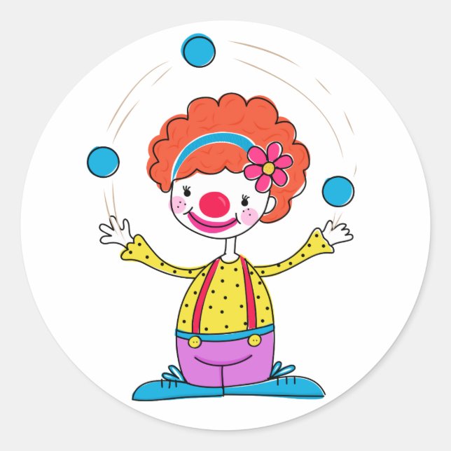 Juggling Clown Runder Aufkleber (Vorderseite)