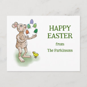 Juggling Glücklicher Osterhase Feiertagspostkarte