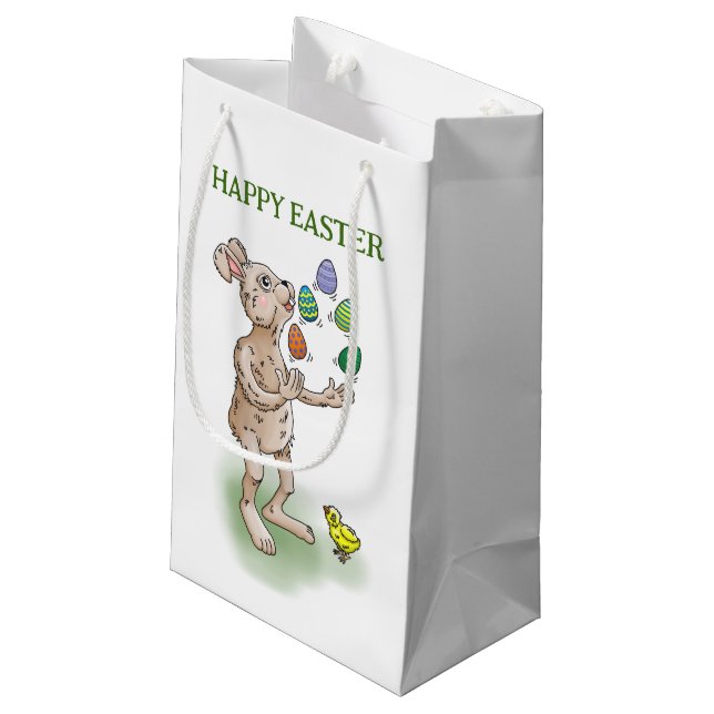 Juggling Oaster Bunny Kleine Geschenktüte (Rückseite Schrägansicht)