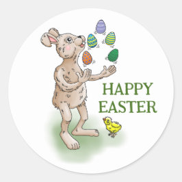 Juggling Oaster Bunny Runder Aufkleber