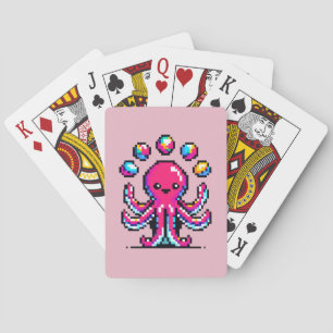 Juggling Octopus - Funny Pixel Art Circus Design Spielkarten